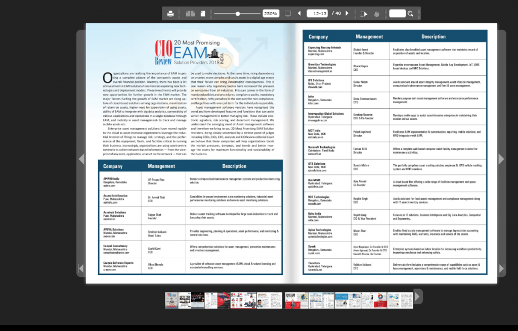 ITM in news for Enterprise Asset Management