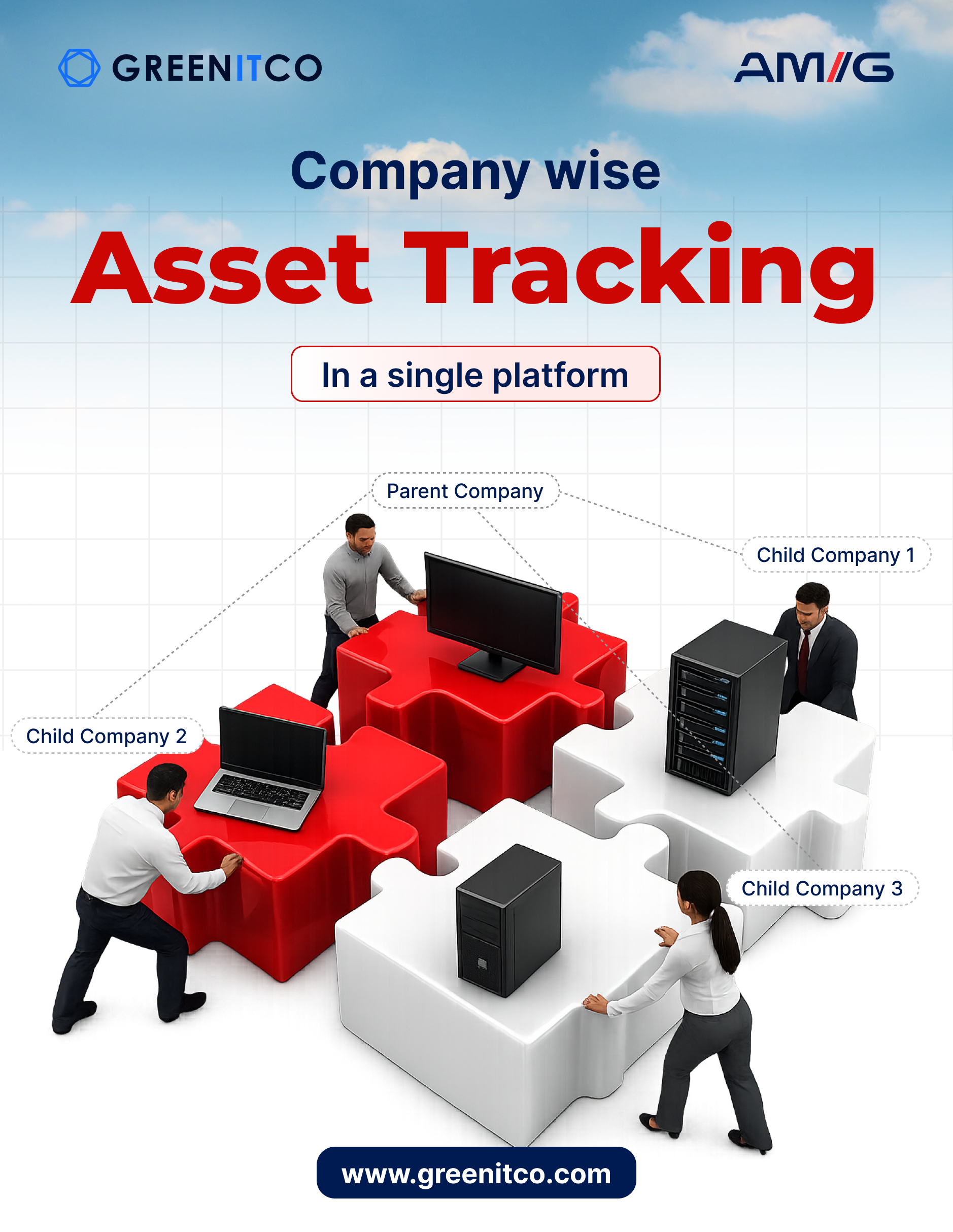 Company wise IT asset tracking for parent and child companies in one unified platform — Greenitco AMIG