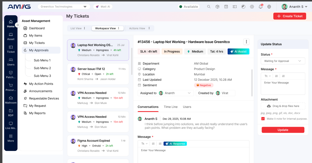ITAssetManagement.in vs ManageEngine comparison dashboard showing Indian compliance and ITAM software feature analysis.